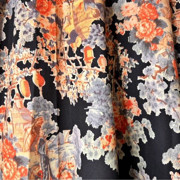 Zara Mock Neck Asian Print Dress - Size S - Picture 9 of 10